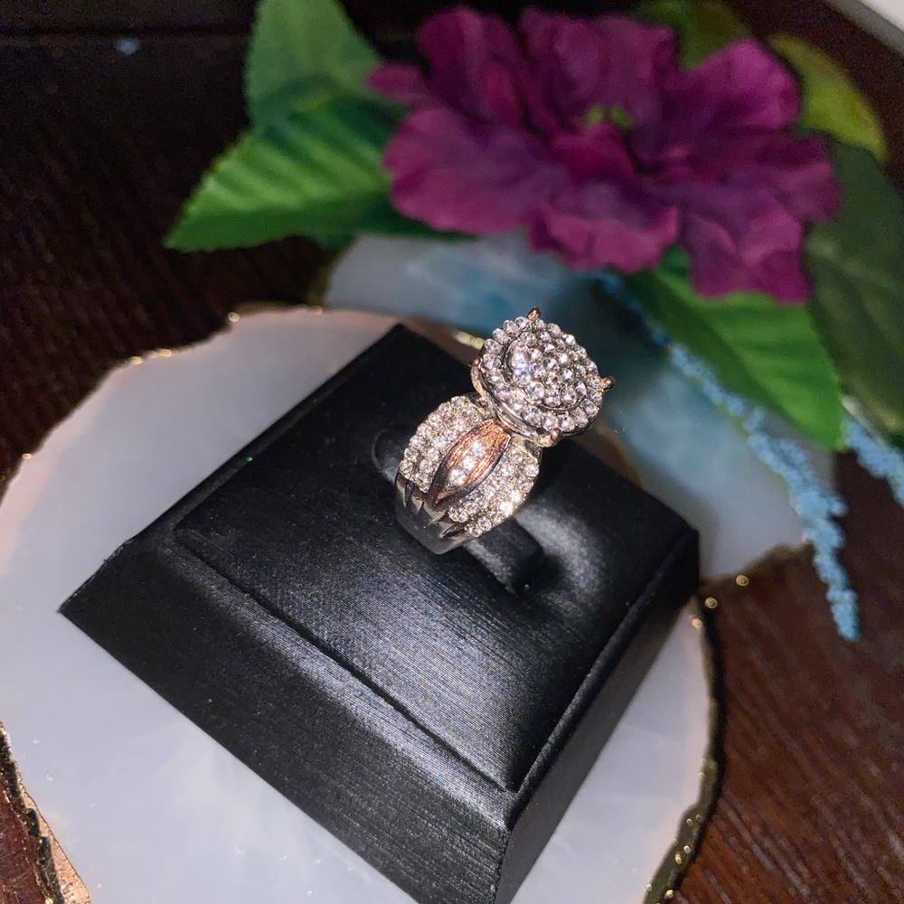 Gold & Silver Exquisite Rhinestone Solitaire Ring